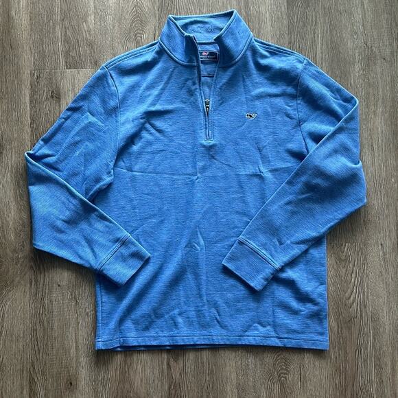 Vineyard Vines Saltwater Quarter Zip Pullover Blue Whale Logo Men’s Medium - Picture 1 of 4